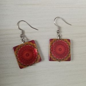 New rainbow shell earrings bright colorful boho handmade